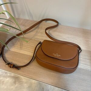 kate spade Tan Pebbled Leather Crossbody Saddle Bag